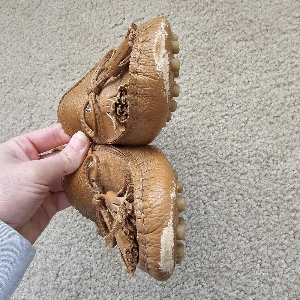 Coach Nadia genuine leather loafer flats cognac brown tassels size 7.5